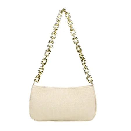 YFMHA Vintage Alligator Pattern Shoulder Bag Women PU Thick Chain Handbag (White) | Walmart (US)