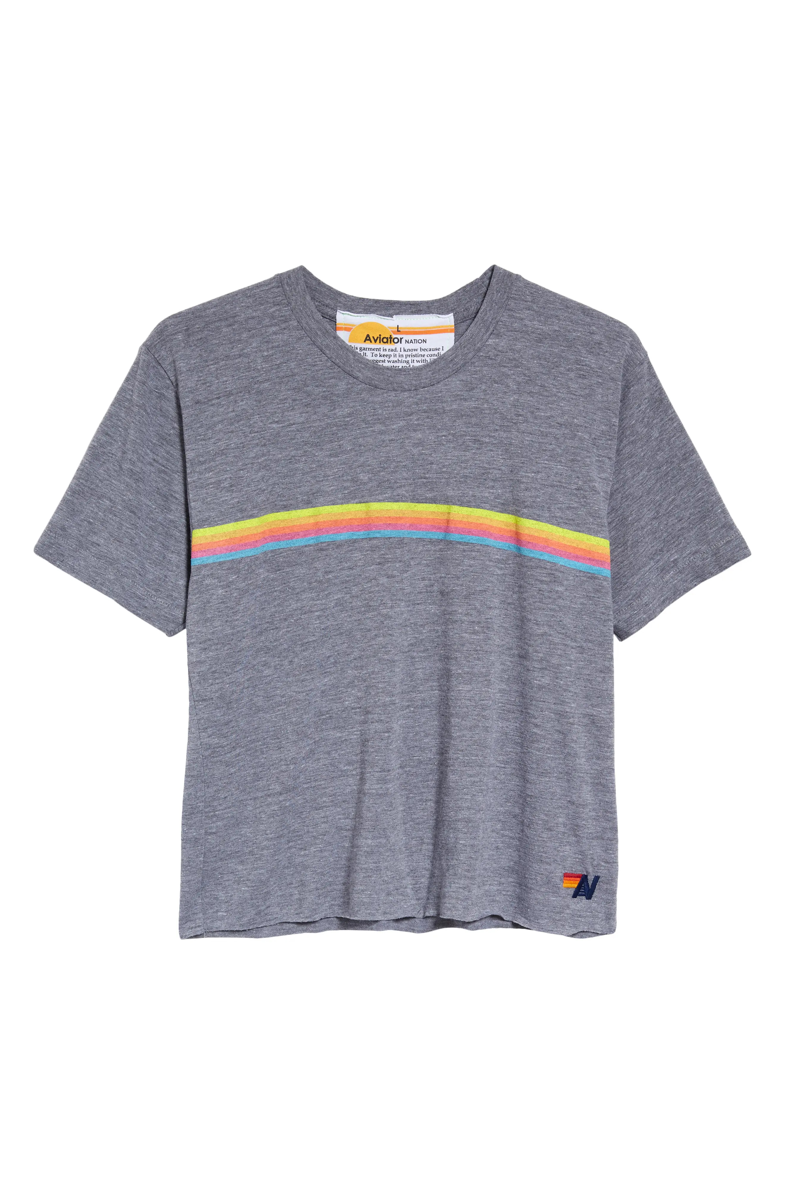 Aviator Nation Rainbow Tee, Size Large in Heather/Neon Rainbow at Nordstrom | Nordstrom