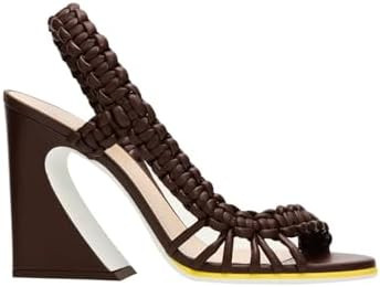 Women's Braided Slingback Sandals, Open Toe Chunky Block Heel Shoes, Summer Fashion Heels | Amazon (US)