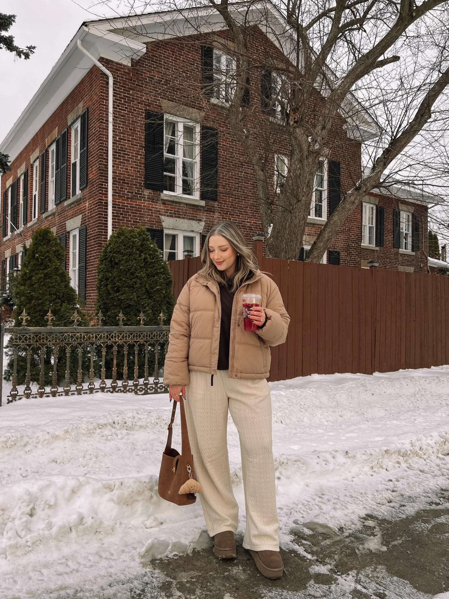 Comfy casual winter outfit! Wearing my usual size L in the cream cable knit wide leg pants and in the tan puffer jacket. Canadian jacket link is under “similar products”. Sized down to M in the chocolate brown hoodie and it’s still oversized, runs quite big! Ugg look for less boots are from Amazon and such good quality, I’m usually a 9.5-10 and wear a 10 in these.


#LTKwinter #LTKmidsize #LTKsale