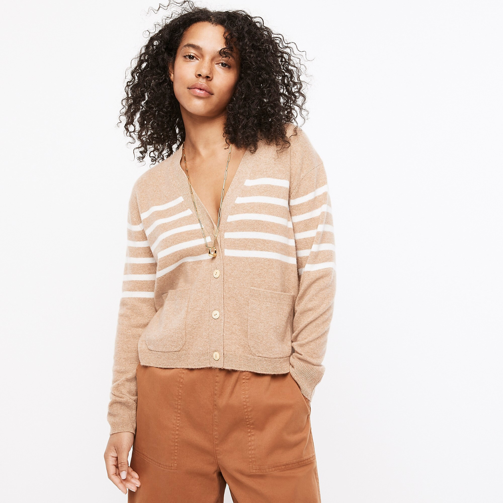 Relaxed-fit cashmere cardigan sweater in stripe | J. Crew US