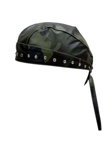 Genuine Leather Army Bandana Cap for Men – Camo Leather Doo Doo Rag Head Wrap – One Size Fits Most (Army Green) | Amazon (US)