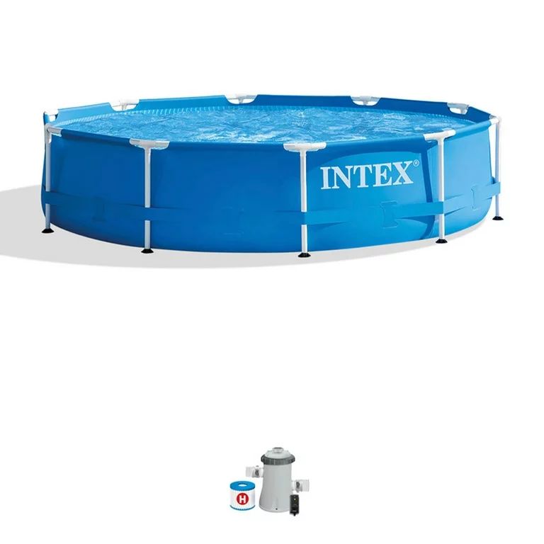 Intex 28201EH 10' x 30" Metal Frame Round Above Ground Swimming Pool w/Pump - Walmart.com | Walmart (US)