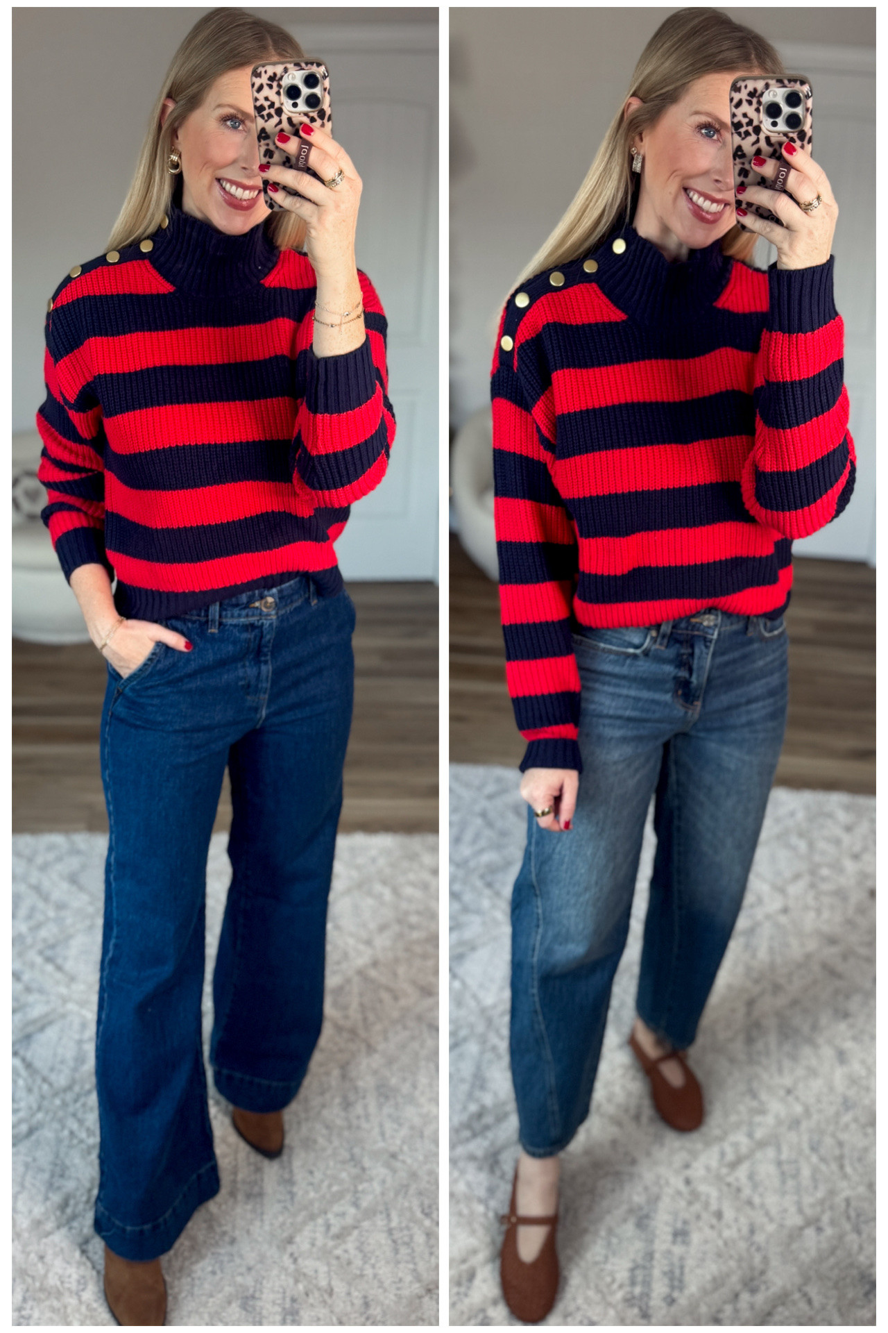 2 ways to style this striped sweater with gold buttons from Walmart! 

#LTKFindsUnder50 #LTKootd #LTKmomlife