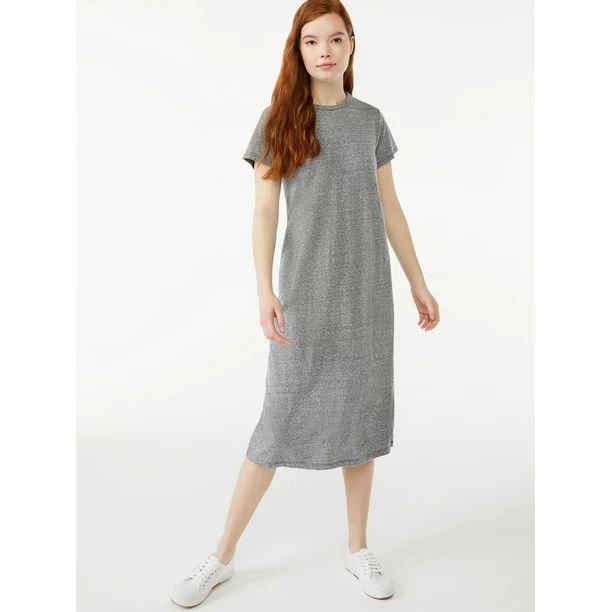 Free Assembly Women's Short Sleeve Midi T-Shirt Dress | Walmart (US)