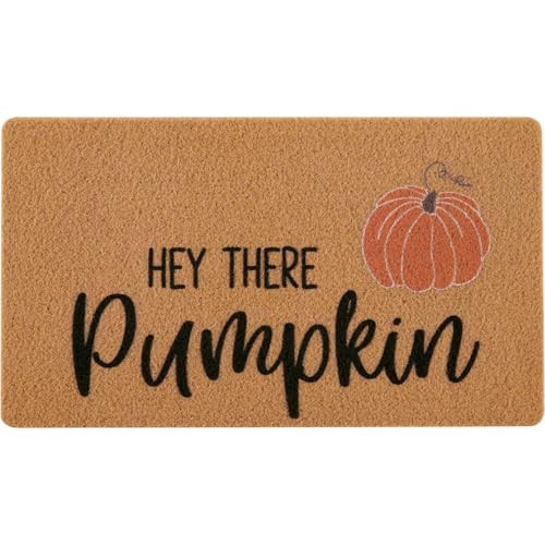UINI Fall Door Mat, Hey There Pumpkin Welcome Door Mats Outdoor Indoor, Autumn Pumpkin Doormat for Front Door Fall Decoration, Non Slip, Resist Dirt, Easy to Clean, 17" x 30" | Amazon (US)