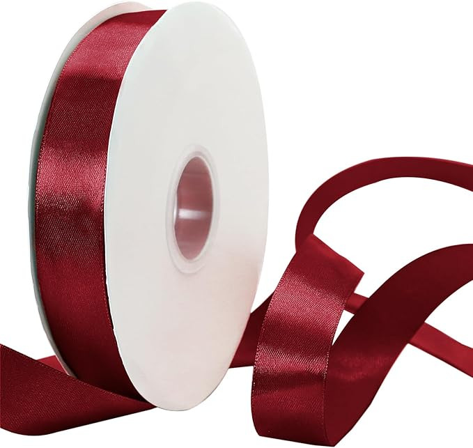 100 Yards 1 Inch Burgundy Satin Ribbon, Solid Fabric Ribbon Roll for Gift Wrapping, Floral Bouque... | Amazon (US)
