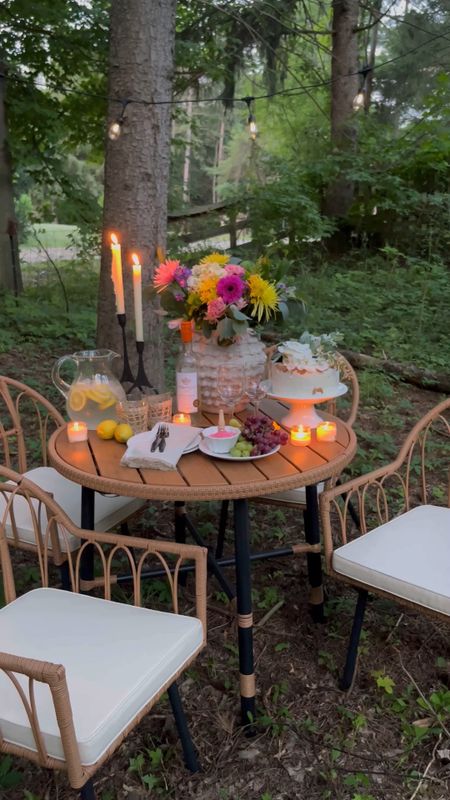 Outdoor Patio Dining Set. Follow @farmtotablecreations on Instagram for more inspiration.

Absolutely love this Amazon find. Well built and such a beautiful find. It makes for the most romantic set up. 

Outdoor Dining. Patio Set. Patio Furniture. Round Table and Chairs  

#LTKVideo #LTKSaleAlert #LTKHome
