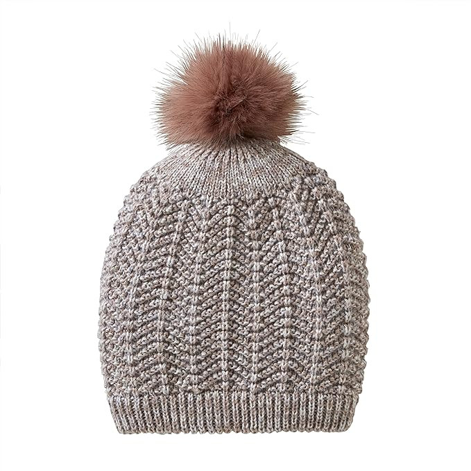 Women's Recycled Slouchy Knit Hat with Pom | Amazon (US)