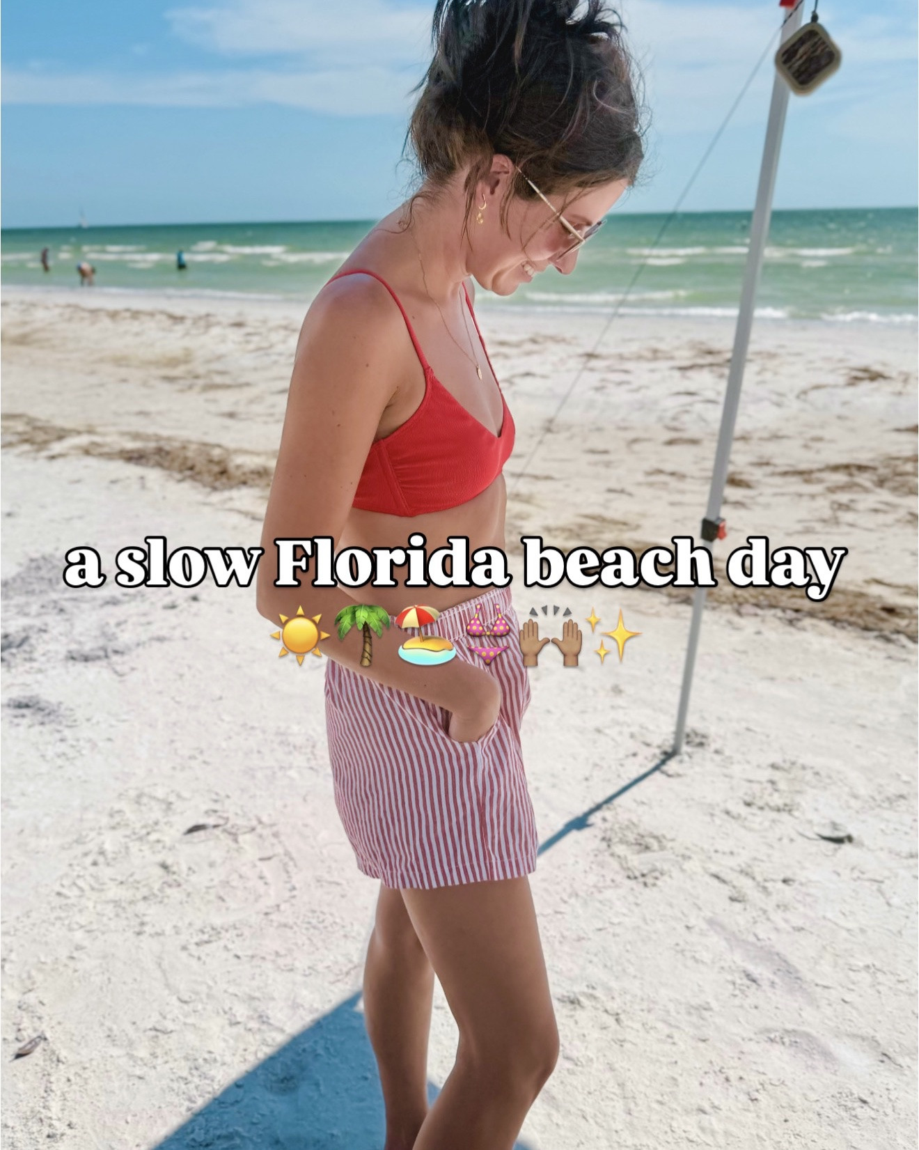 a slow day at fort Myers beach🏖️👙☀️

xs in my bikini top, xs in my bikini bottoms. Small in my boxer shorts. My white button up is older so I linked similar. My croc sandals are size 6.