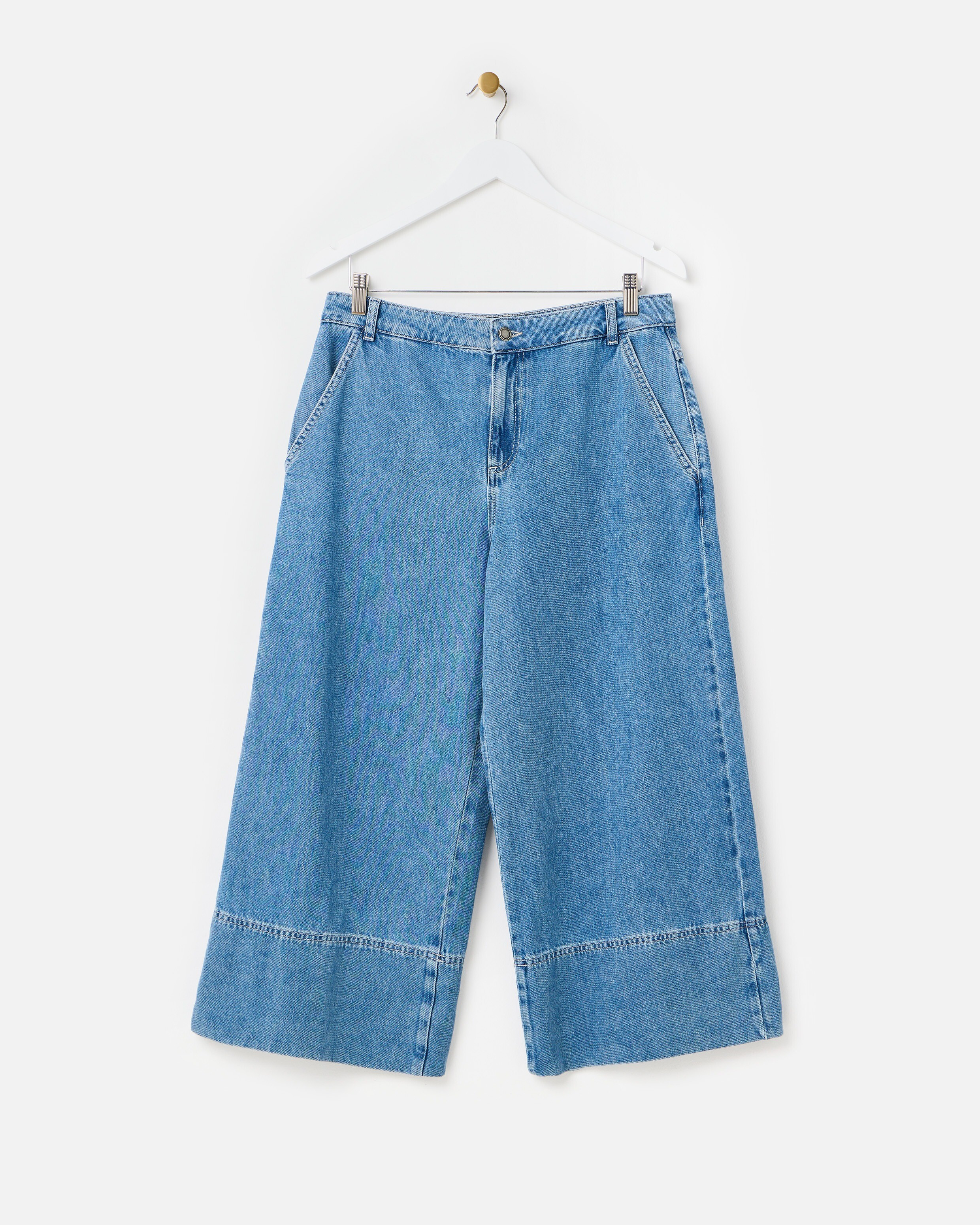 Blue Denim Cropped Wide Leg Jeans | Oliver Bonas | Oliver Bonas (Global)