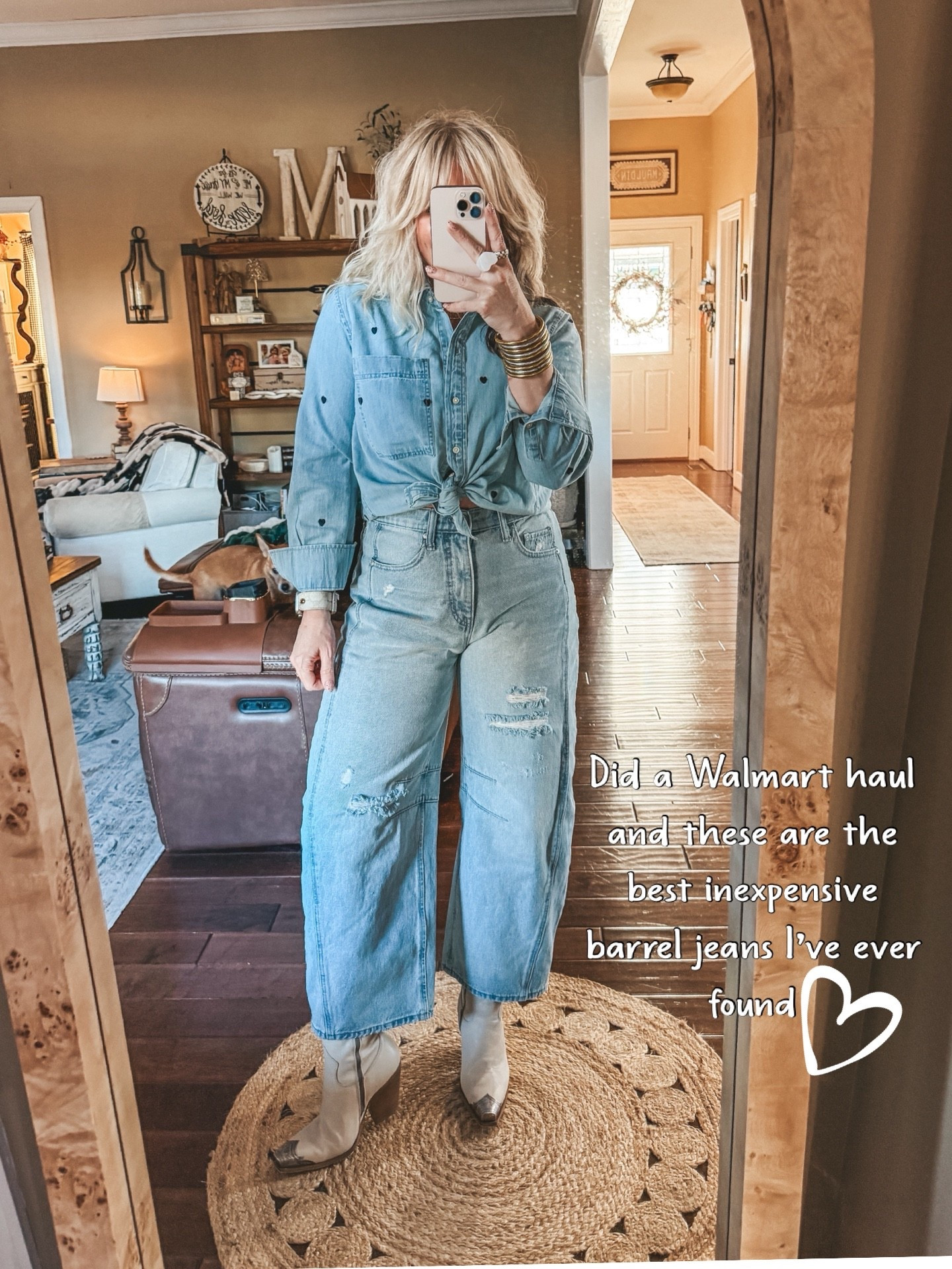 These barrel jeans from Walmart are so good!! I’m in an 8 and a medium in heart embroidered top  

#LTKootd #LTKFindsUnder50 #LTKOver40