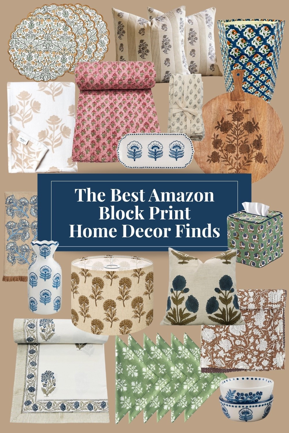 Bring timeless style and artisan-inspired charm into your home with these stunning block print home decor finds from Amazon. I’ve sourced 30 of the best block print pieces — from hand-blocked table linens and napkin sets to pillows, bedding, throws, towels, vases, and even a carved wood serving board and decorative wastebasket.

Whether you’re styling a cozy dining table, refreshing your bedroom, or layering textures in your living room, these Amazon block print decor pieces blend pattern, color, and craftsmanship for a look that feels curated and collected.

Why you’ll love them:

	•	Perfect for modern traditional, cottagecore, and coastal interiors
	•	Budget-friendly but boutique-worthy
	•	Mix-and-match designs for year-round styling
	•	Great for gifting or refreshing your home for spring, summer, or fall

Shop all my Amazon block print favorites - these are the most beautiful pieces, and I think you’ll love them as much as I do.

#LTKHome #LTKStyleTip #LTKSaleAlert