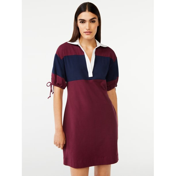 Free Assembly Women's Polo Mini Dress with Tie Sleeves - Walmart.com | Walmart (US)
