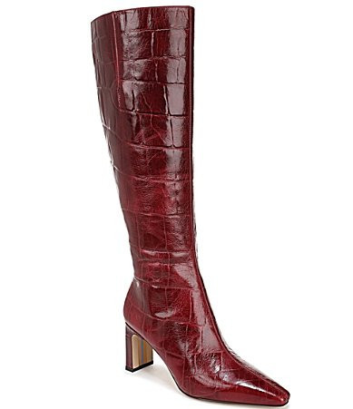 Sam Edelman Sylvia Croco Embossed Leather Tall Dress Boots - 6 | Dillard's
