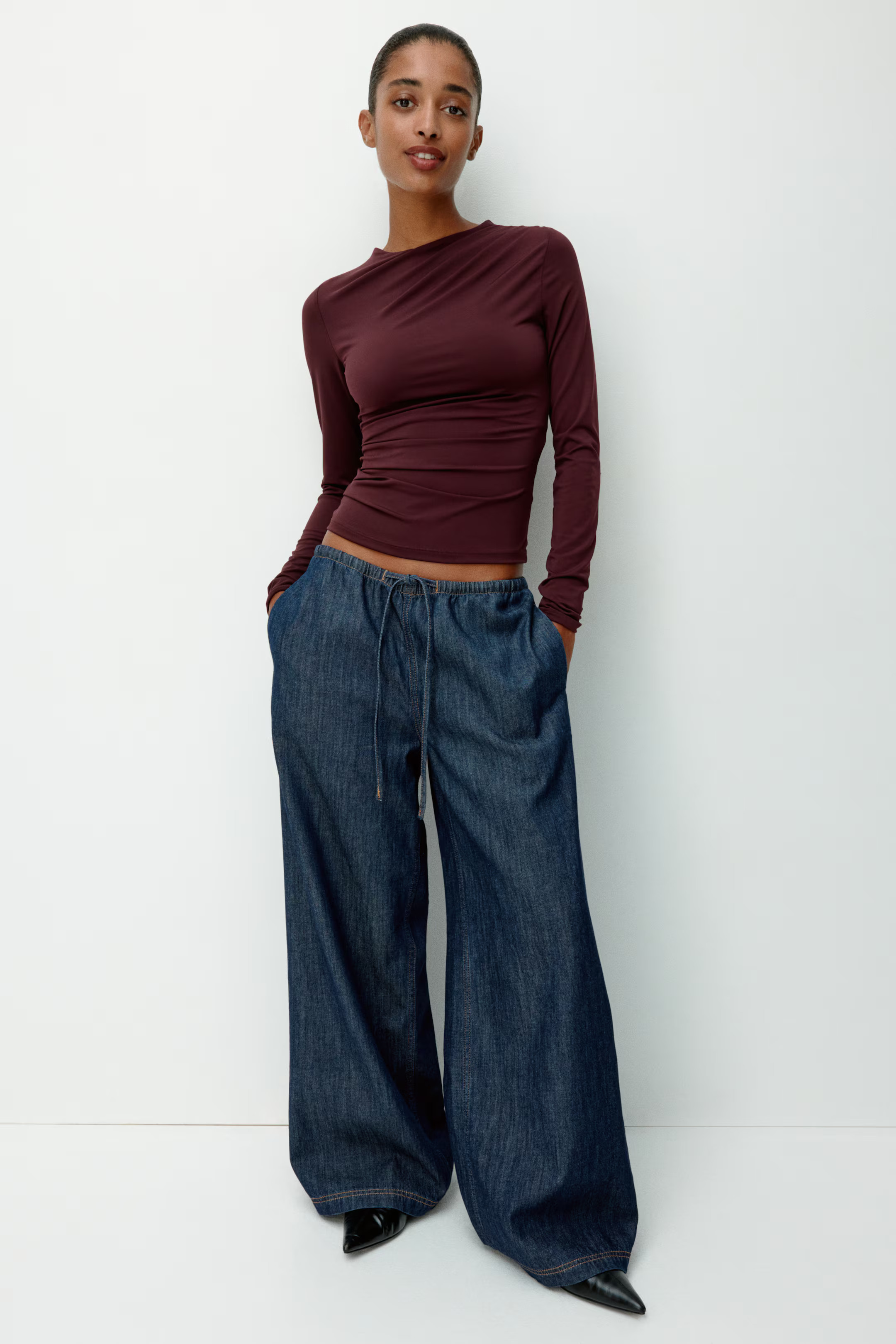 Denim drawstring trousers | H&M (UK, MY, IN, SG, PH, TW, HK)