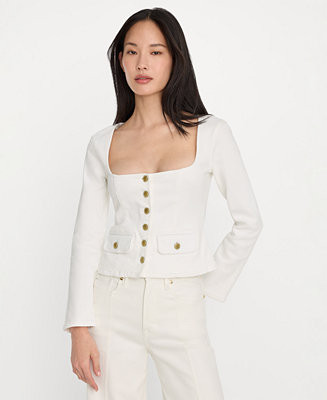 Good American Women's Cropped Square Neck Jacket, Regular & Plus Size - Macy's | Macy's