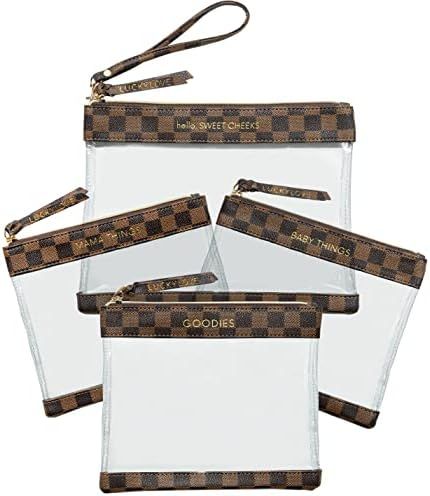 Diaper Bag Organizing Pouches | Set of 4 Including Diaper Clutch | Dry Wet Bag (Checkered Clear) | Amazon (US)