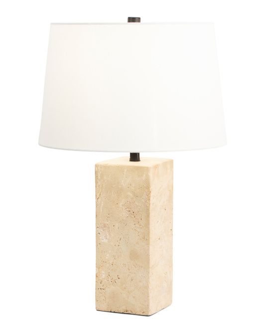 22in Square Travertine Agate Table Lamp | TJ Maxx