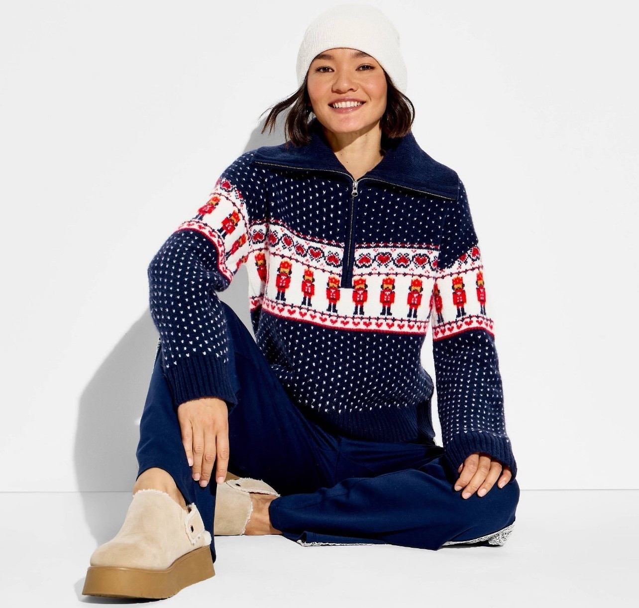 Women's Polo Collar Quarter Zip Novelty Pullover Sweater - Wild Fable™

#LTKHoliday #LTKFindsUnder50