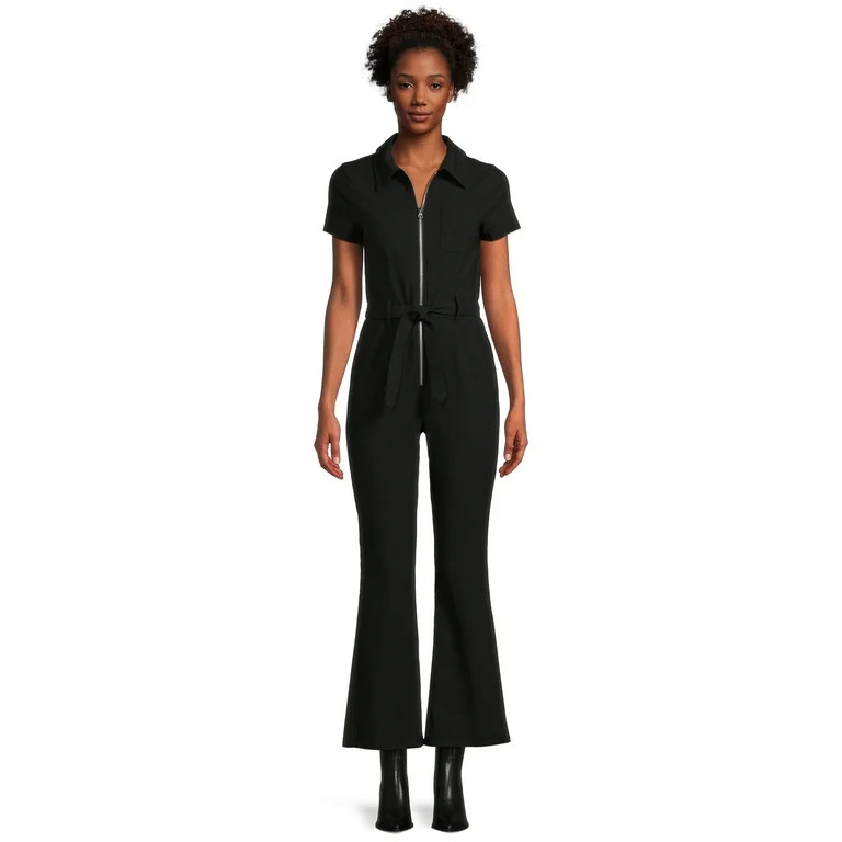 No Boundaries Juniors Utility Jumpsuit With Zipper, Sizes XS-XXXL | Walmart (US)