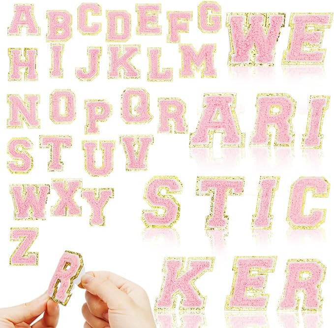 26 Pieces Self Adhesive Chenille Letter Patches Iron On Letters Patches Preppy Patches Varsity Al... | Amazon (US)