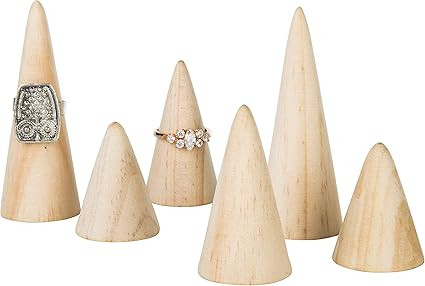 MyGift Set of 6 Natural Wood Cone Ring Holders | Amazon (US)