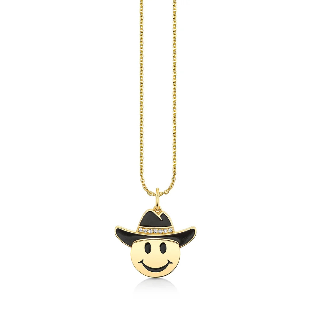 Gold & Diamond Cowboy Happy Face Charm | Sydney Evan