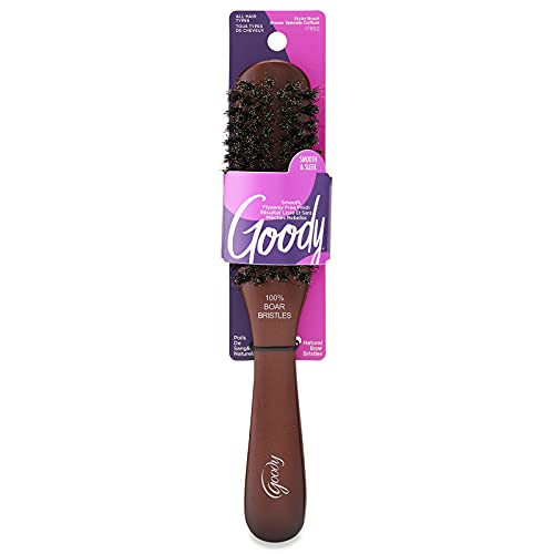 Goody Smoothing Hairbrush with Natural Boar Bristles for Frizz Control, Flyaway Control, Smooth Shiny Finish, Wooden Styling Brush for All Hair Types | Amazon (US)