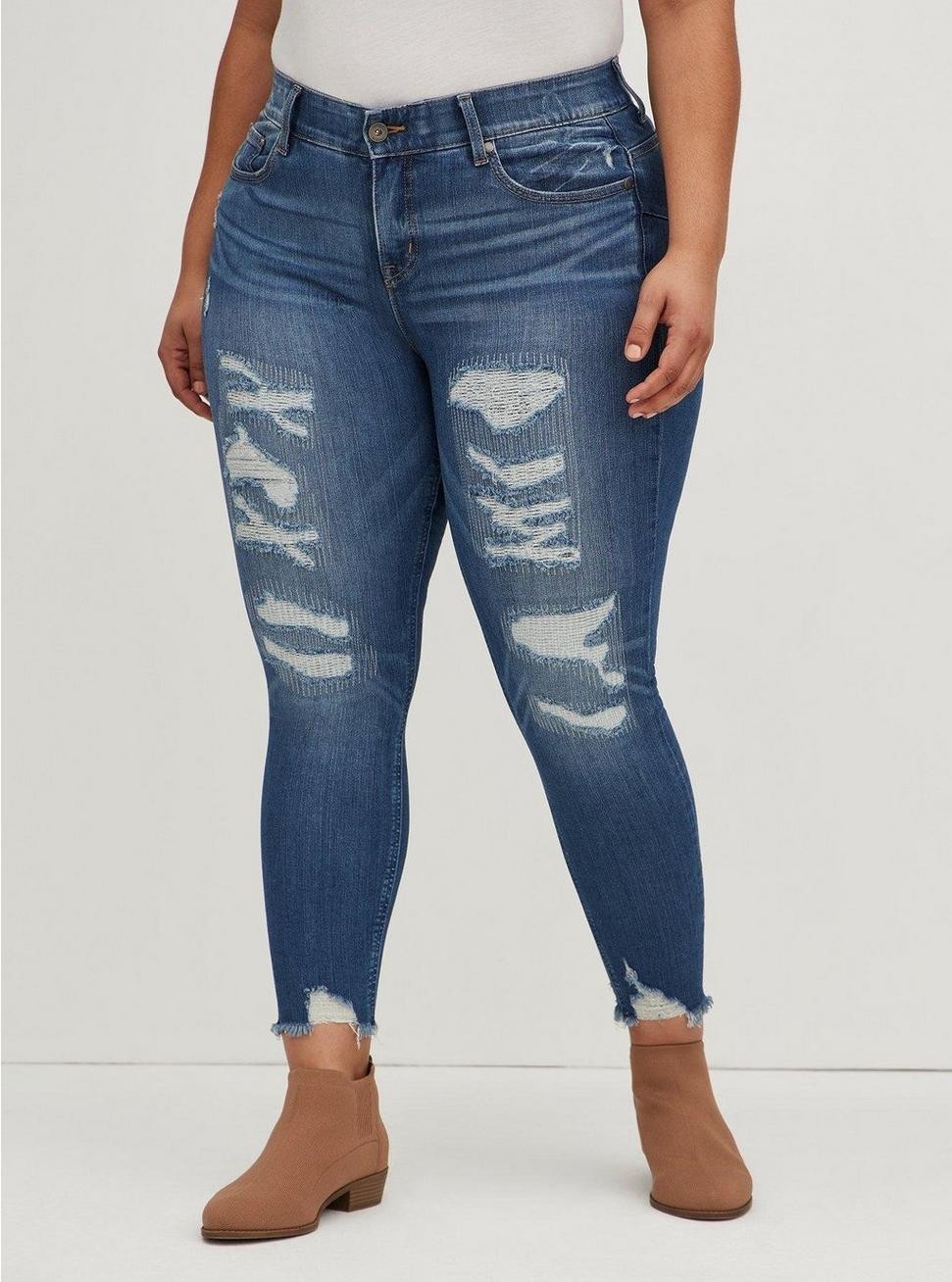Bombshell Skinny Premium Stretch High-Rise Destructed Jean | Torrid (US & Canada)