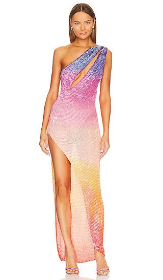 Candice Crochet Dress in Sunset Ombre Pink And Orange Dress Sequin Gown Sparkly Sequin Maxi Dress | Revolve Clothing (Global)