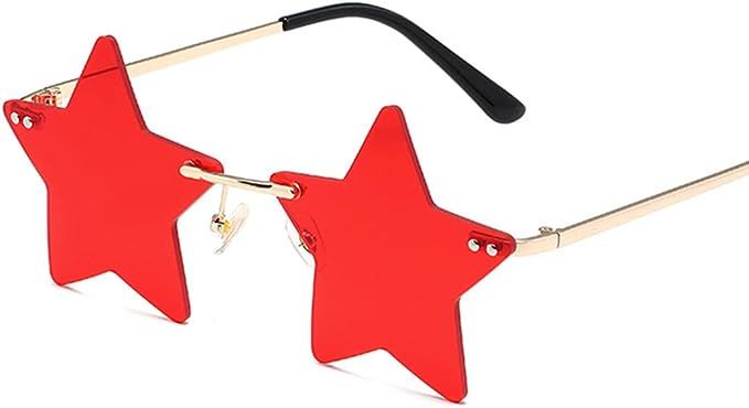 Victray Fashion Glasses Party Star Sunglasses Outdoor Eyewear Club Accessory for Women (Red) | Amazon (US)