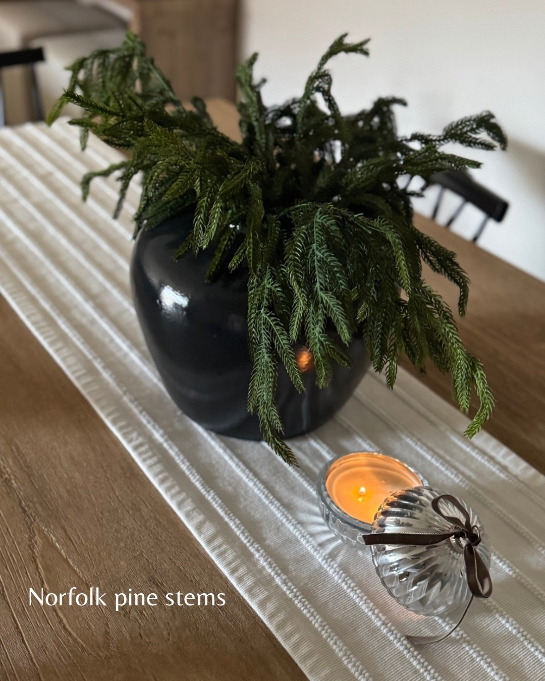 Nicole pine stems, Afloral, ornament candle, cream table runner 

#LTKHome #LTKHoliday #LTKCyberWeek
