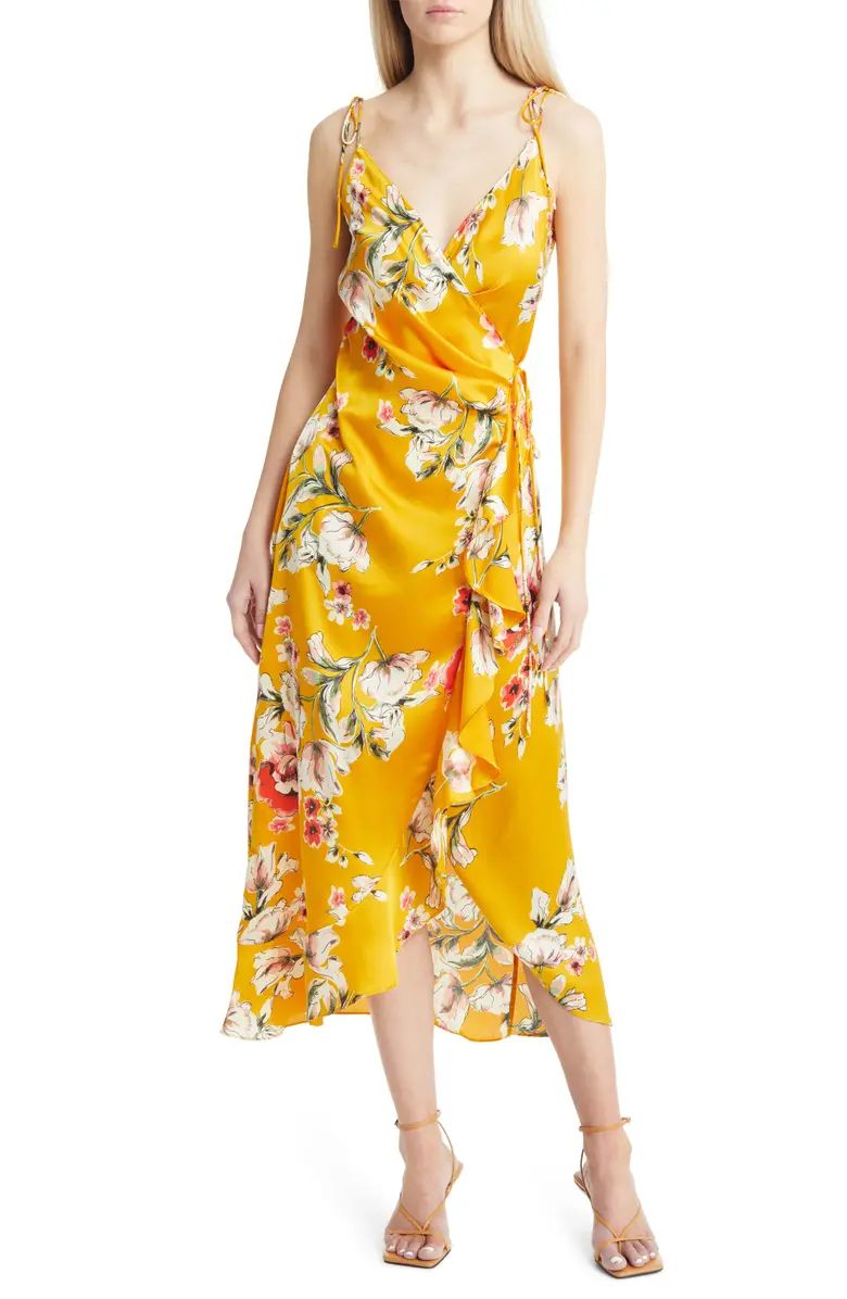 Floral Satin Wrap Dress | Nordstrom