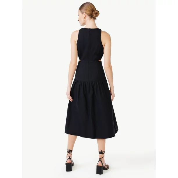 Scoop Women's Linen Cutout Midi Dress | Walmart (US)