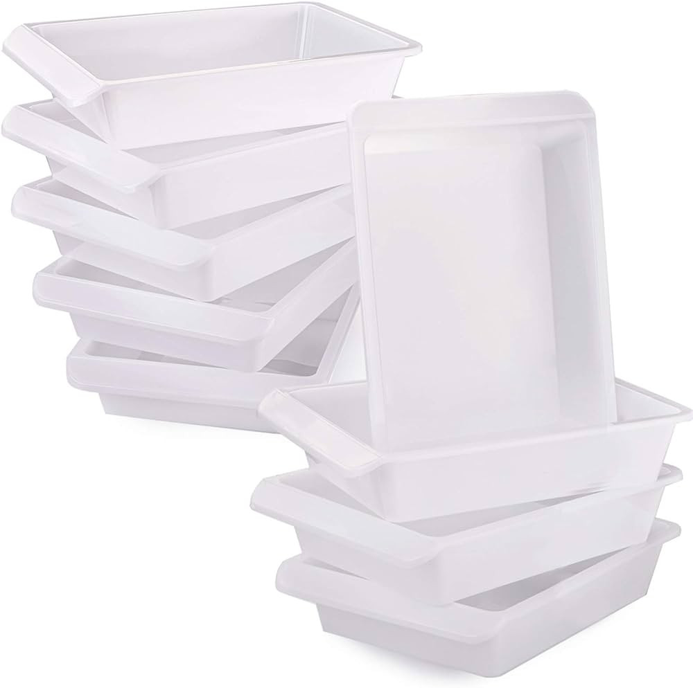 Yopay 9 Pack Plastic Art Tray for Classroom, White Craft Trays for Kids, Paper Organizer Bins, Ac... | Amazon (US)