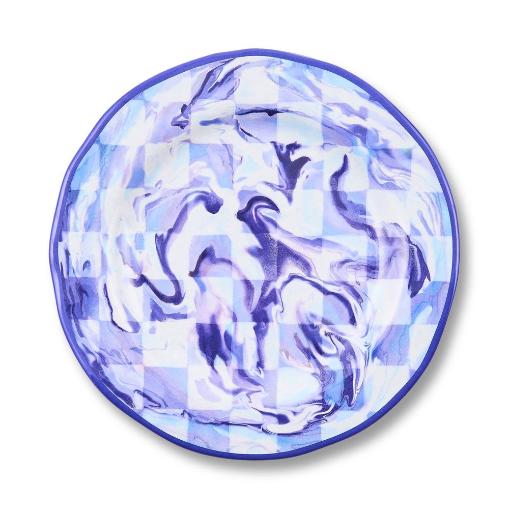 Blue Marble Check Melamine Salad Plates, Set of 4 | MacKenzie-Childs