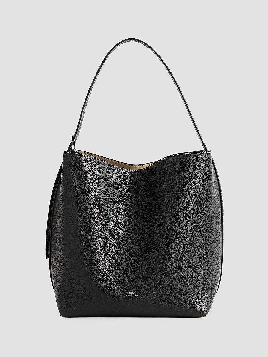 Toteme Women's Medium Belted Grain Leather Tote - Black | Saks Fifth Avenue