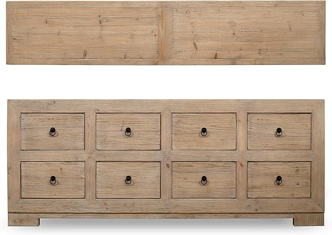 Artissance Capri 88" Weathered Natural Pine Chest of Drawers – Rustic 8-Drawer Storage Sideboar... | Amazon (US)