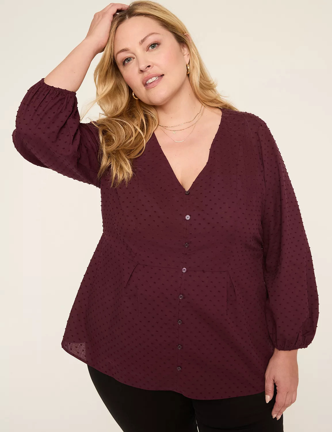 Bracelet-Sleeve Button-Detail Tunic Top | Lane Bryant (US)