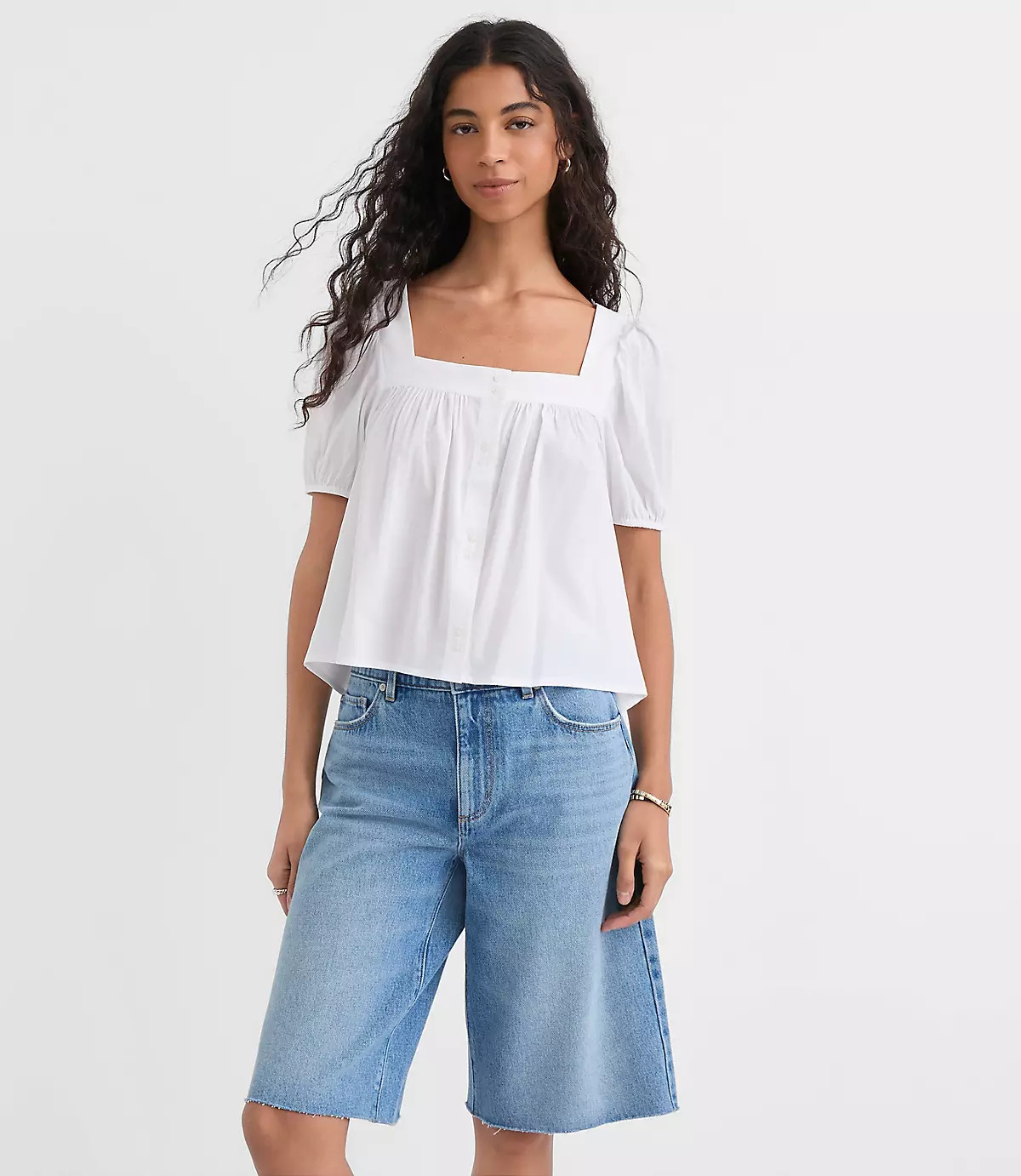 Puff Sleeve Square Neck Blouse | LOFT