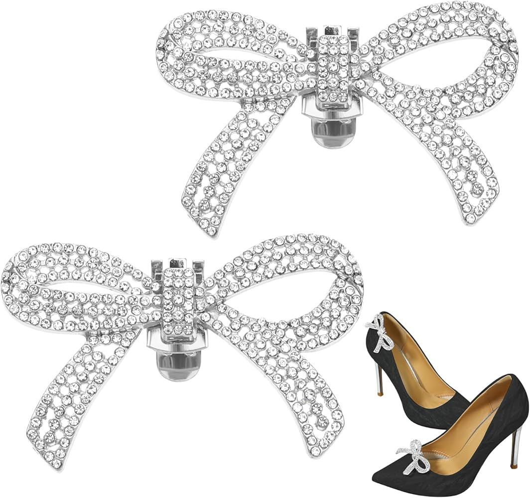 Jeffdad 1 Pair Rhinestone Shoe Clips, Detachable Bow Heels Accessories Fashion Bridal Wedding Sho... | Amazon (US)