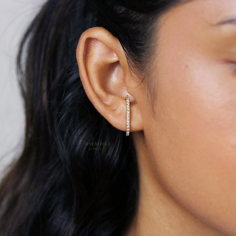 Stud Lobe Cuff Earrings Paved CZ Gold Silver SHEMISLI SS055 - Etsy | Etsy (US)