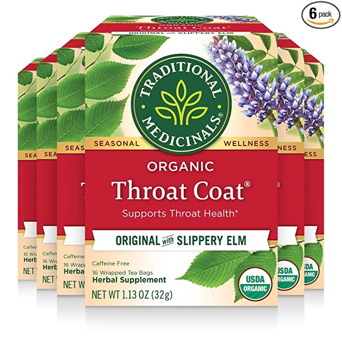 Traditional Medicinals Tea, Organic Throat Coat, Supports Throat Health, 96 Tea Bags (6 Pack) | Amazon (US)
