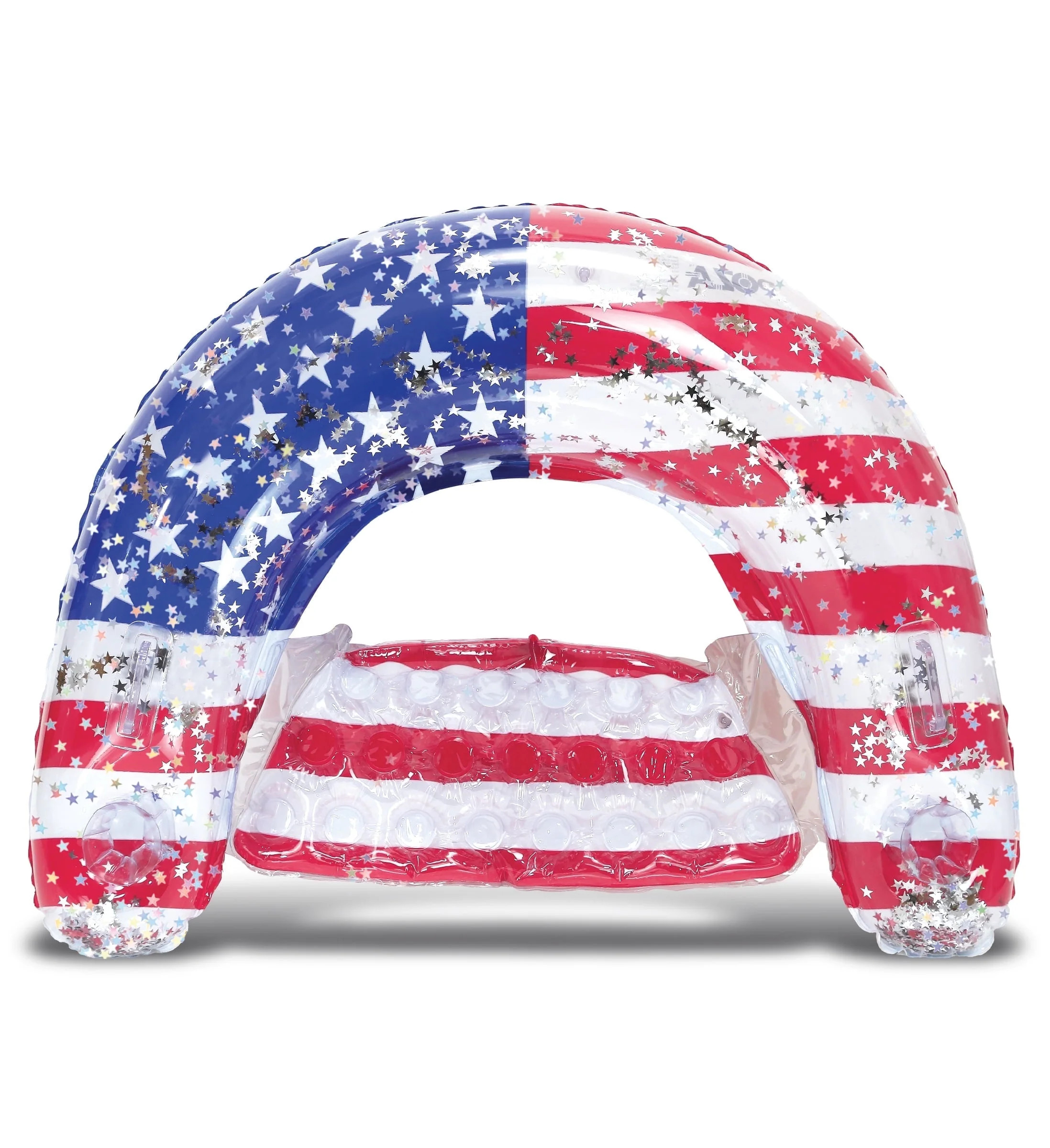 POZA Inflatable USA Flag Pool Float Chair - Luxurious Lounger Filled With Sparkle Silver Confetti... | Walmart (US)
