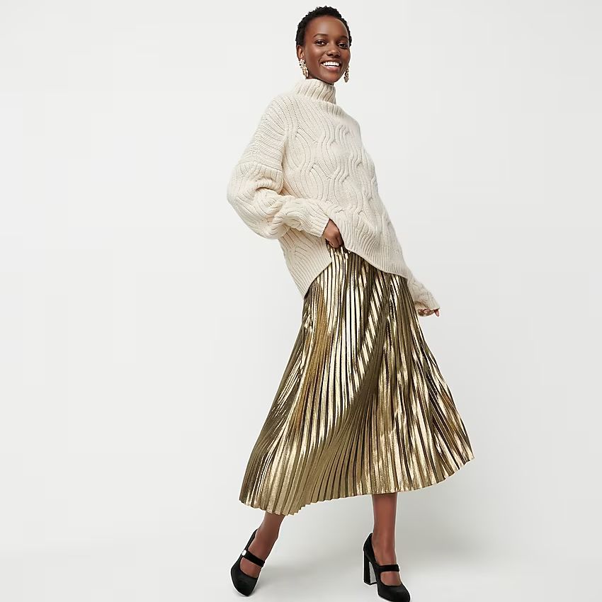 Pleated chiffon lamé midi skirt | J.Crew US