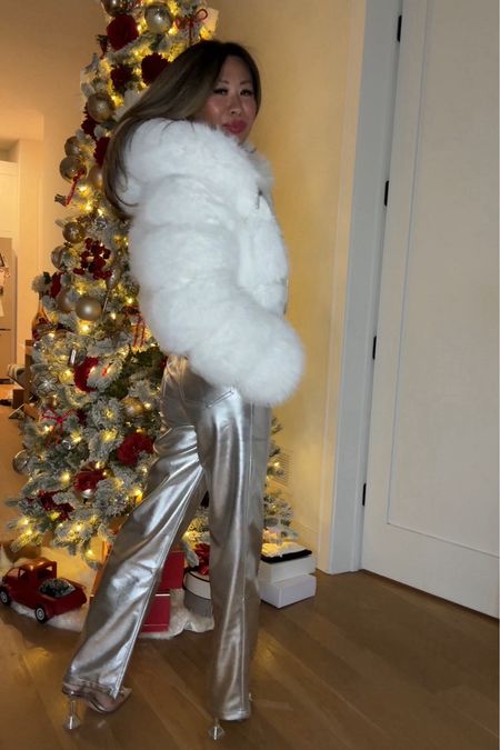 On sale holiday outfit, Abercrombie sale, crystal cardigan, faux fur coat, silver denim, best holiday style, 

#LTKfindsunder100 #LTKSeasonal #LTKHoliday