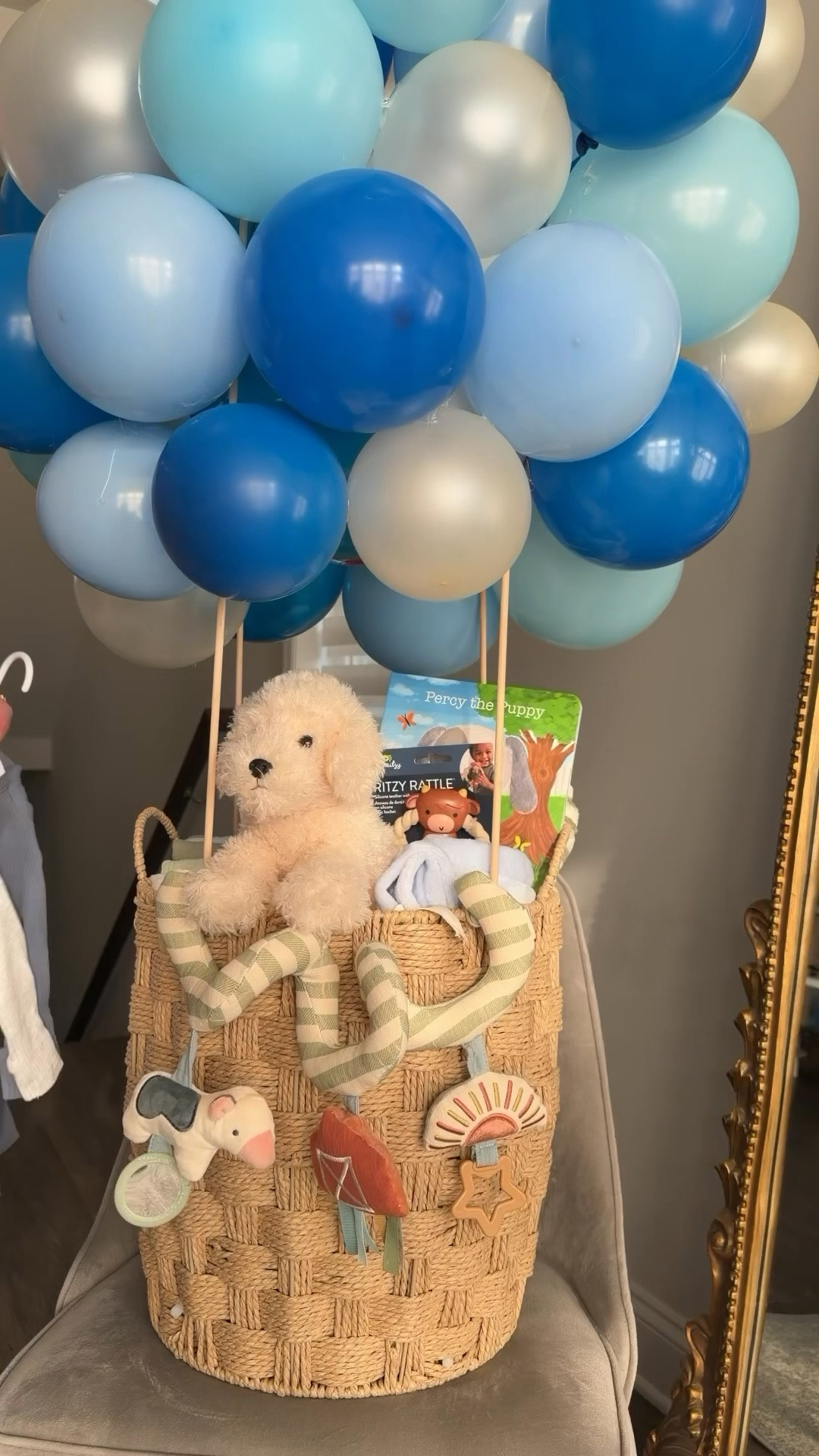 Baby shower gift basket idea 
Could do any color balloons to make it on theme for the shower!

#LTKmomlife #LTKBaby