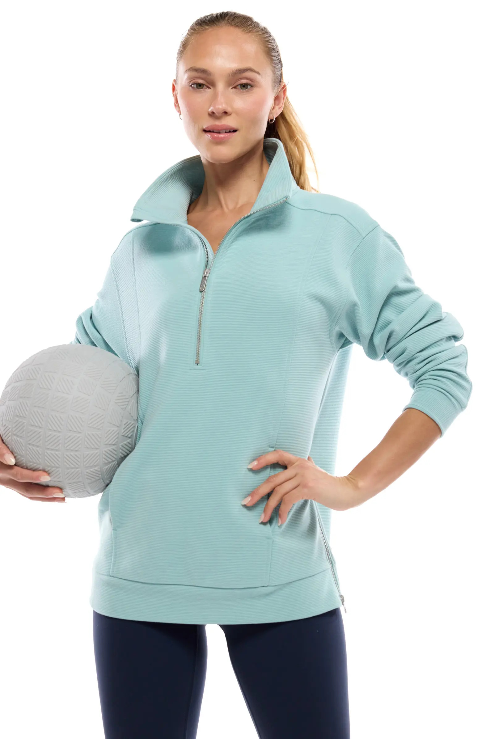 Zella Half Zip Fleece Ottoman Pullover | Nordstrom | Nordstrom