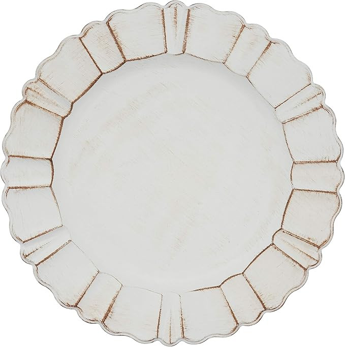 SARO LIFESTYLE Sousplat Collection Scalloped Ruffled Charger Plates (Set of 4), 13", Ivory | Amazon (US)